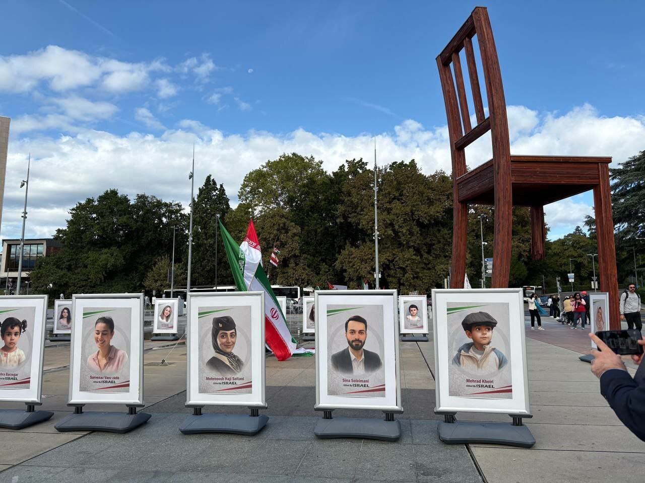Photo exhibition of Iranian martyrs of the 12-day imposed war held in front of the UN office in Geneva Photo exhibition of Iranian martyrs of the 12-day imposed war held in front of the UN office in Geneva