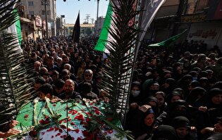 مراسم وداع و خاکسپاری چهار شهید حمله موشکی دشمن...