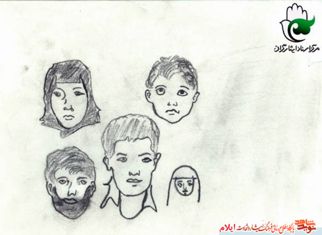  نمونه نقاشی شهید سعید کناریوند از شهدای دانش آموز استان ایلام